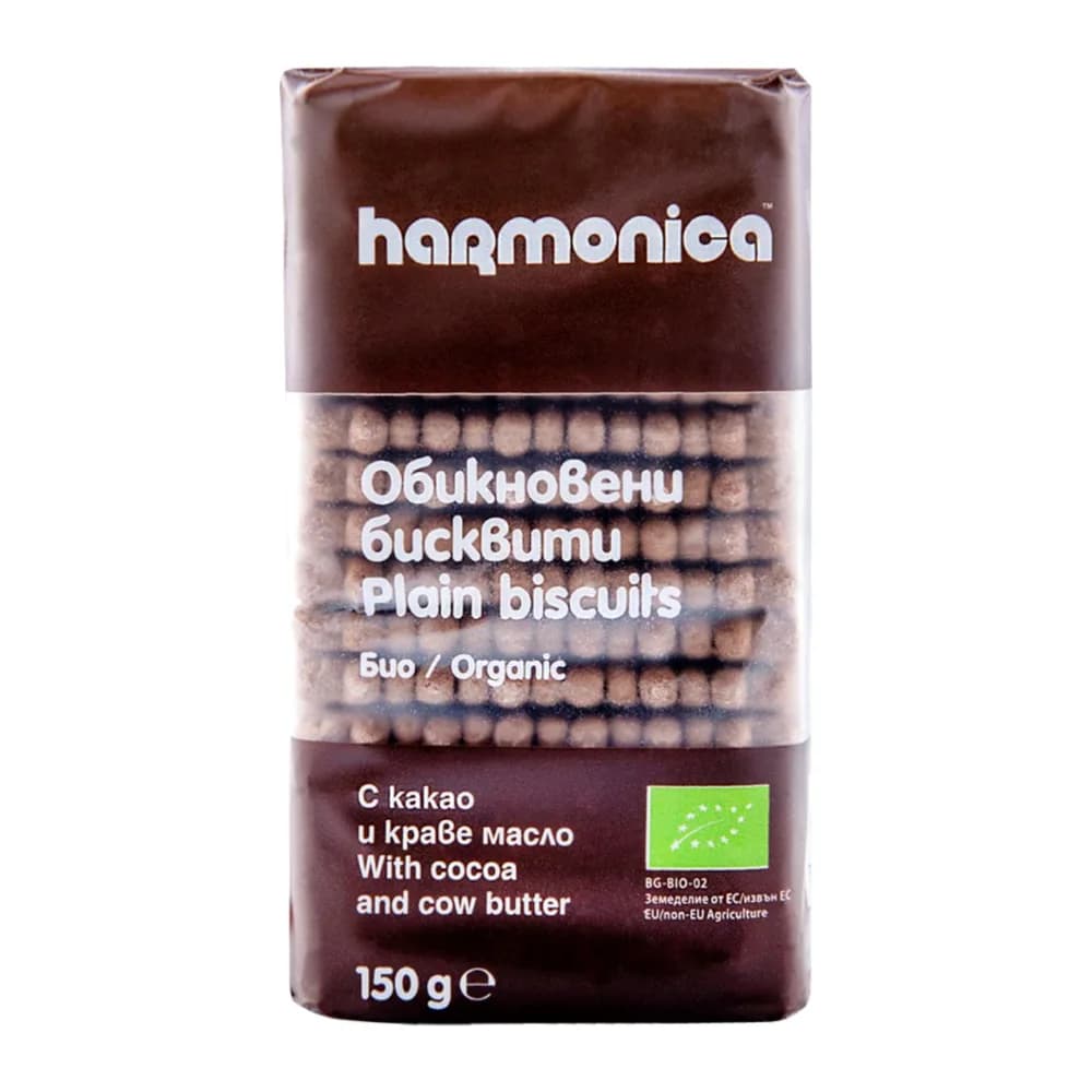 Harmonica Organic Plain Biscuits with Cocoa and Cow Butter