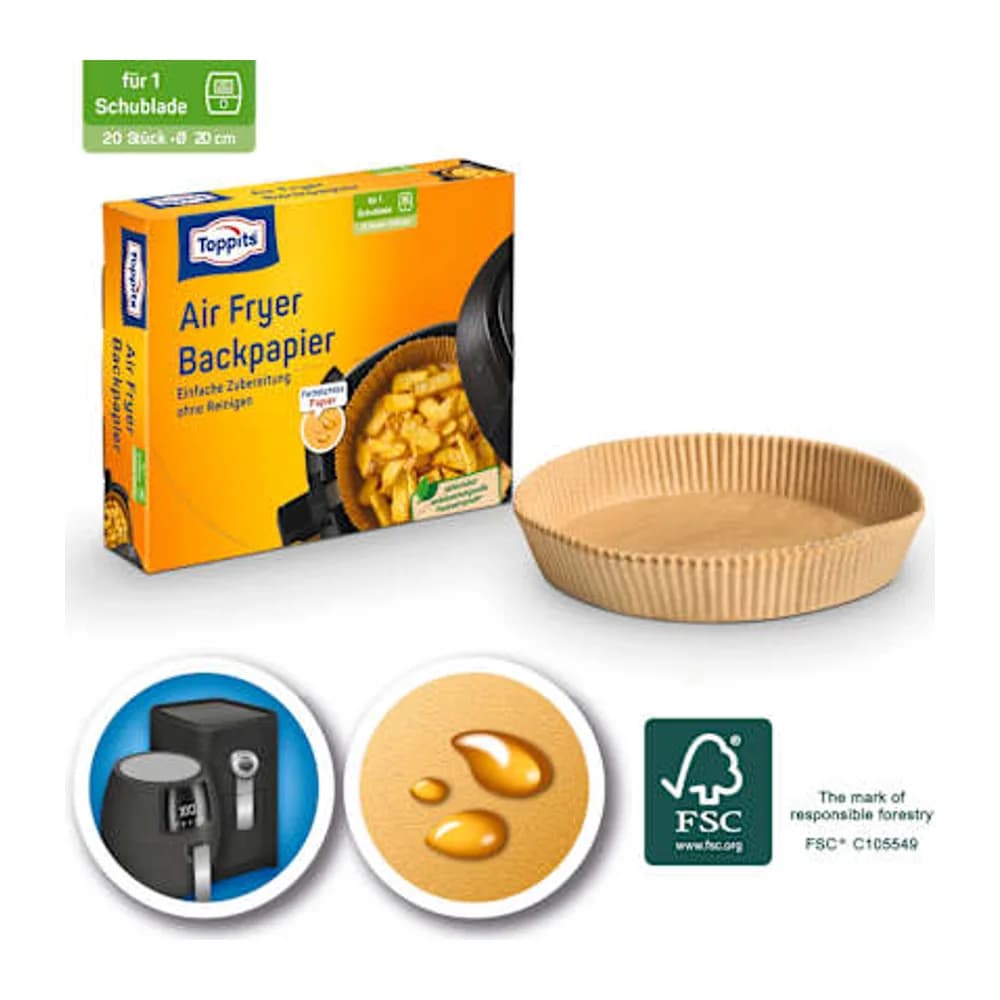 Toppits AirFryer Baking Paper Sheets D/F/NL